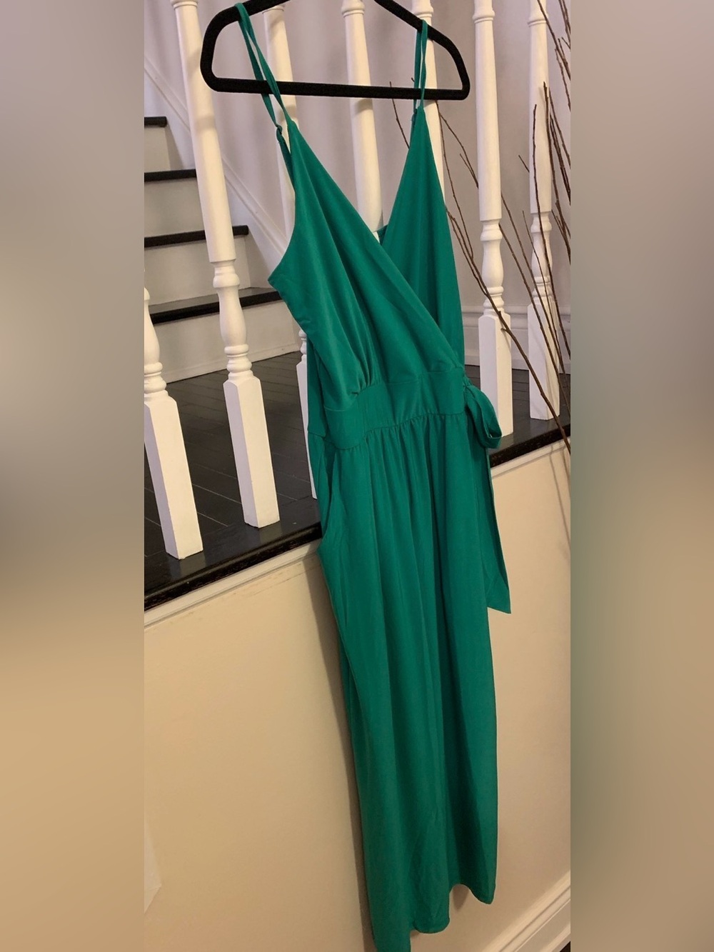 Emerald Green Sleeveless Wrap-Style Women’s Jumpsuit